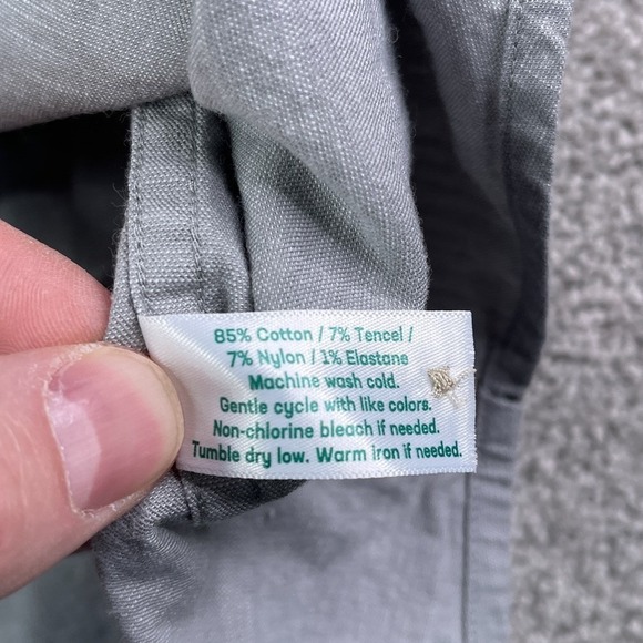 Criquet Shirt Mens Medium Grey Cotton Tencel Stretch Button Up Pockets - Picture 6 of 12